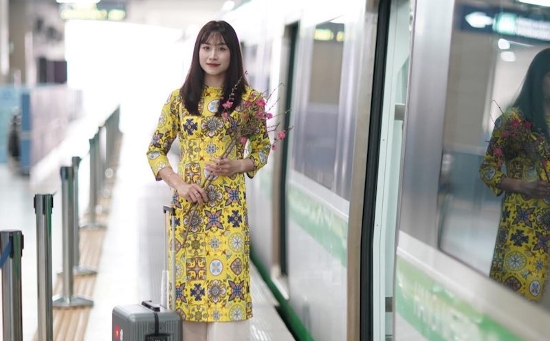 Athlete Huynh Thi My Tien wearing Ao Dai. Photo: Interviewee