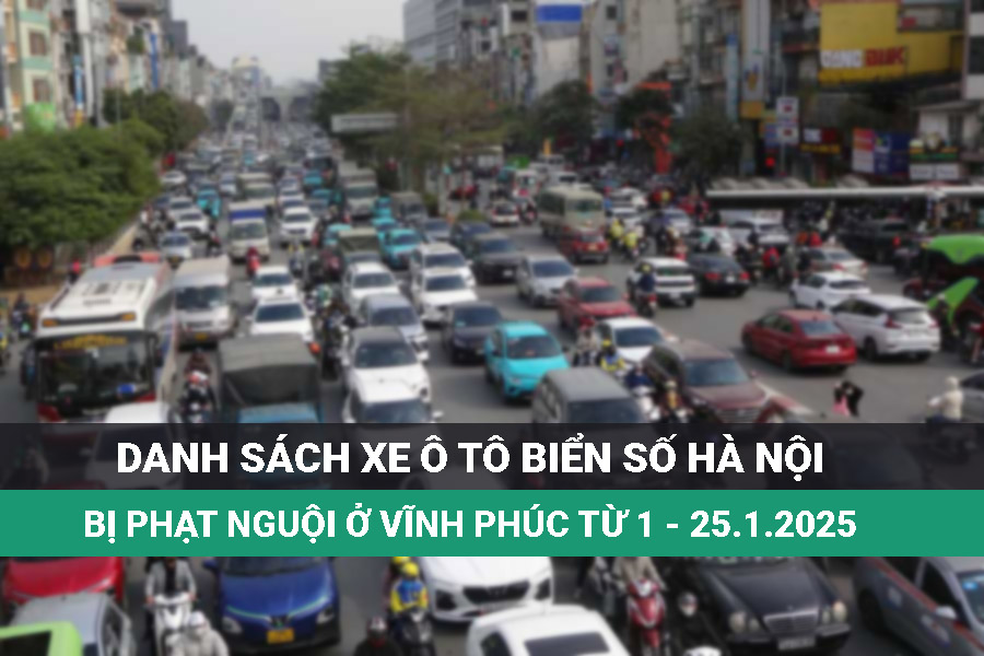 Hanoi license plate cars fined for traffic light violations from January 1 to 25