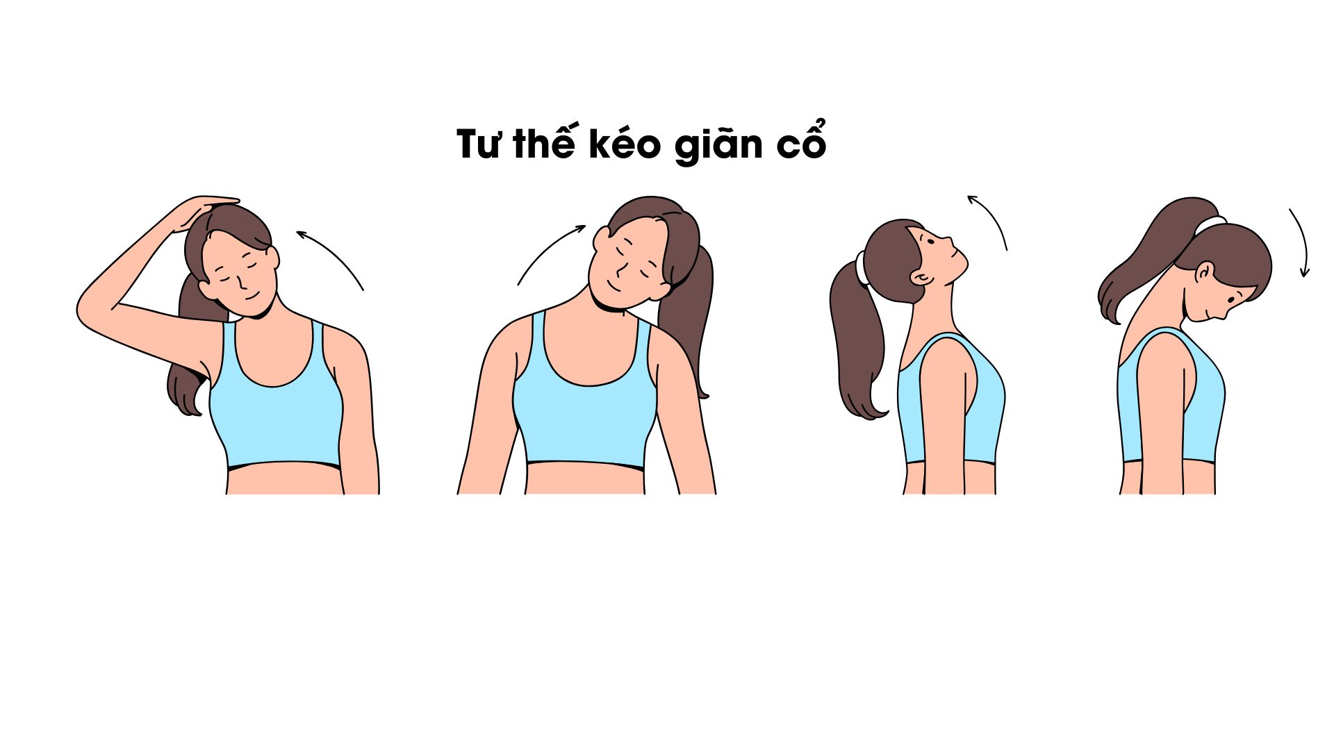 Tu the keo gian co (neck stretch). Anh do hoa: HA MY