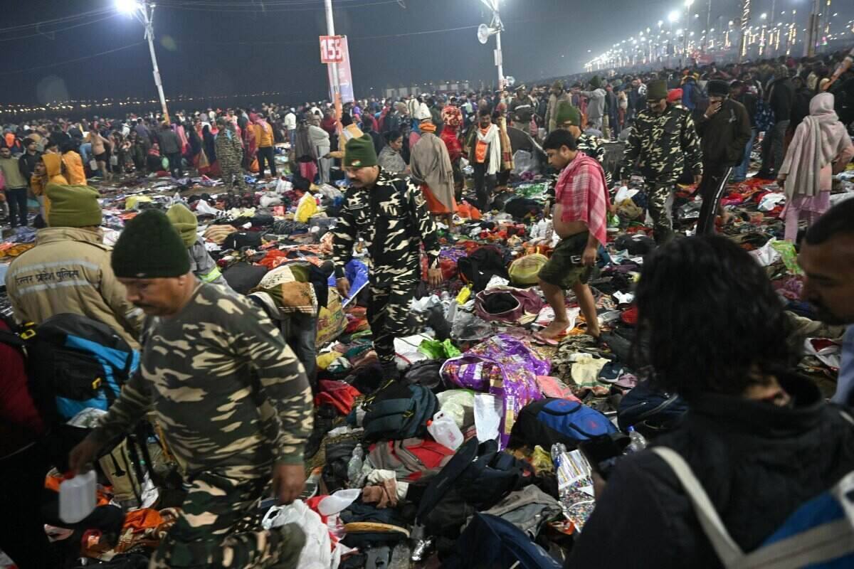 The scene of the stampede during the Kumbh Mela festival in India. Photo: AFP