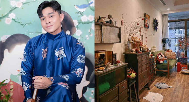 Jun Pham decorates his house for Tet. Photo: Character provided.