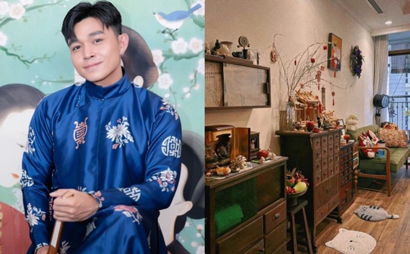 Jun Pham decorates his house for Tet. Photo: Character provided.
