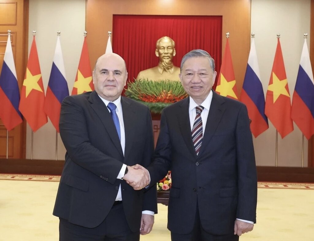 General Secretary To Lam received Russian Prime Minister Mikhail Vladimirovich Mishustin on the afternoon of January 14, 2025 at the Party Central Committee Headquarters. Photo: VNA