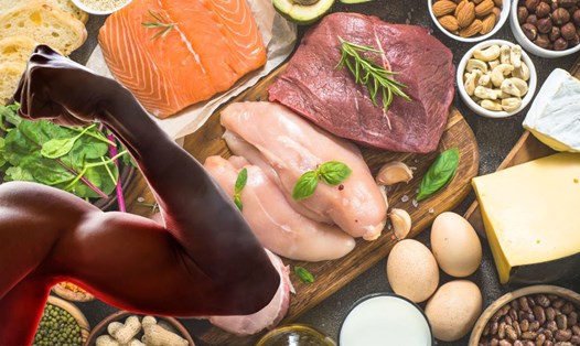 Bổ sung protein là thói quen giúp tăng cường cơ bắp. Đồ họa: Thanh Thanh