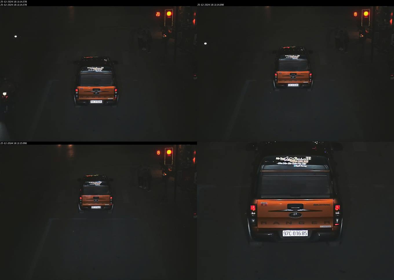 Many out-of-province cars speeding and running red lights in Cao Bang. Photo: Cao Bang Police.