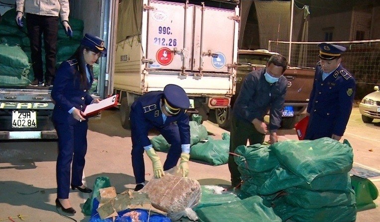 A series of cases of transporting organs and rotten food were discovered by Lang Son province authorities. Photo: Hoang Tho