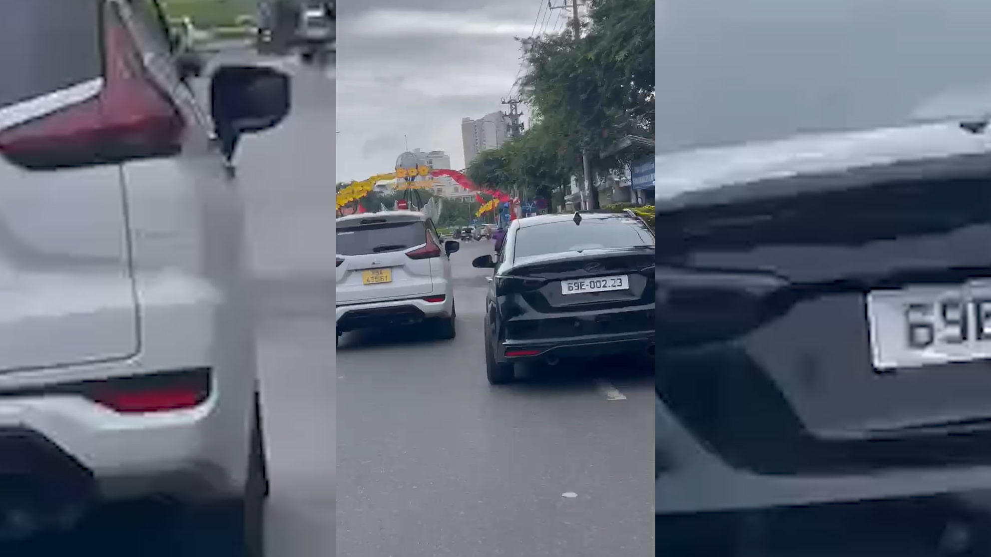 Chiếc ôtô lạng lách, nẹt pô giữa trung tâm TP Nha Trang. Ảnh: Nguyễn Quốc Việt