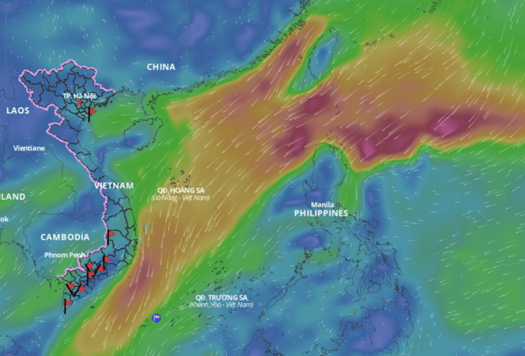 This morning, January 4, the low pressure area is located at about 5.5 - 6.5 degrees north latitude, 111.5 - 112.5 degrees east longitude. Photo: Vietnam Disaster Monitoring System