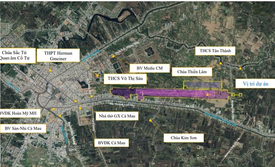 Vị trí khu đất tại  dự án mở rộng cảng hàng không Cà Mau. Ảnh: Chủ đầu tư cung cấp