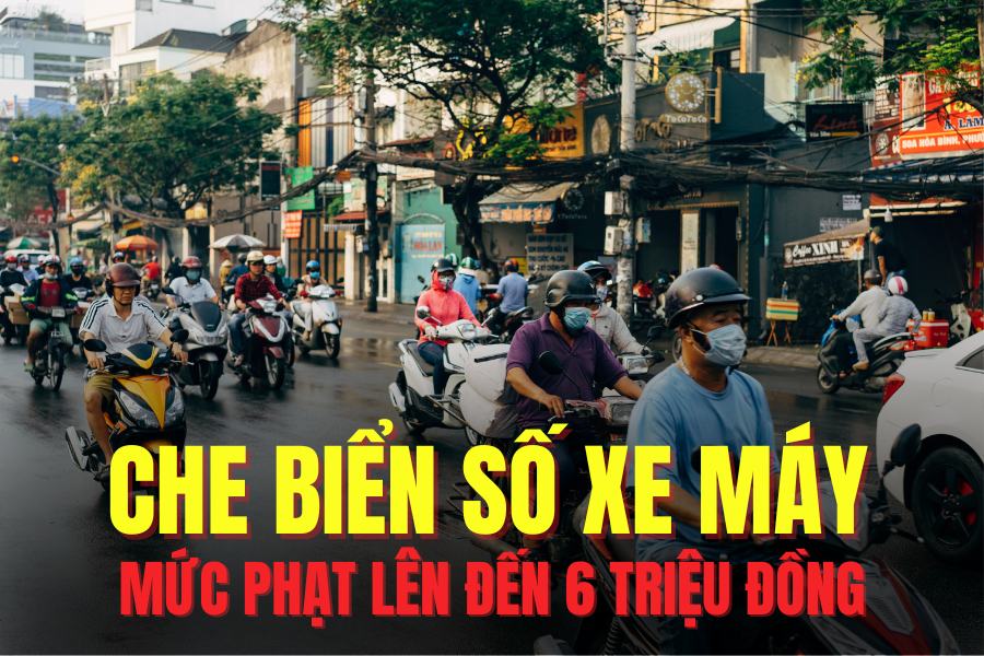 Mức phạt che biển số xe năm 2025 đối với xe máy sẽ từ 4 triệu đến 6 triệu đồng và bị trừ 06 điểm giấy phép lái xe. Đồ họa: Hoài Lan