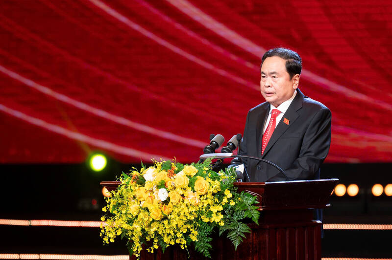Politburo member and National Assembly Chairman Tran Thanh Man speaks at the third National Press Awards ceremony on the National Assembly and People's Councils (Dien Hong Awards) - 2025. Photo: Hai Nguyen