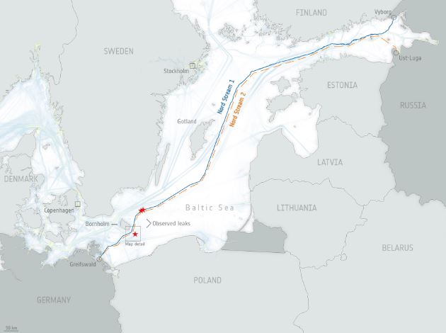 Ban do Nord Stream va Nord Stream 2. Anh: ESA