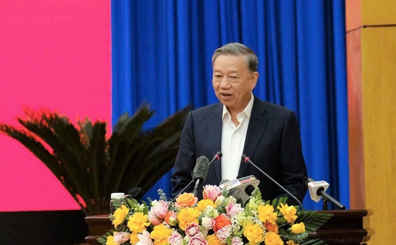 General Secretary To Lam gave a directive speech at a working session with key officials of Gia Lai province. Photo: Thanh Tuan