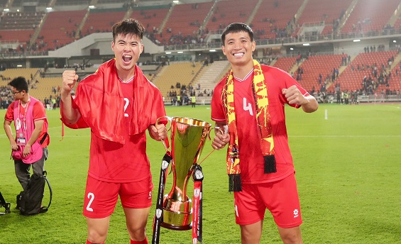 The duo Tien Dung - Duy Manh is always the mainstay of the Vietnamese national team's defense. Photo: Thanh Vu