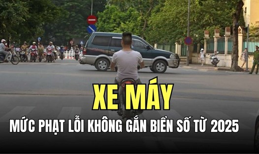 Hành vi trang trí biển số xe máy bị che, lấp mất số trên biển số xe sẽ bị phạt tiền từ 4.000.000 đồng đến 6.000.000 đồng. Đồ họa: Minh Thương