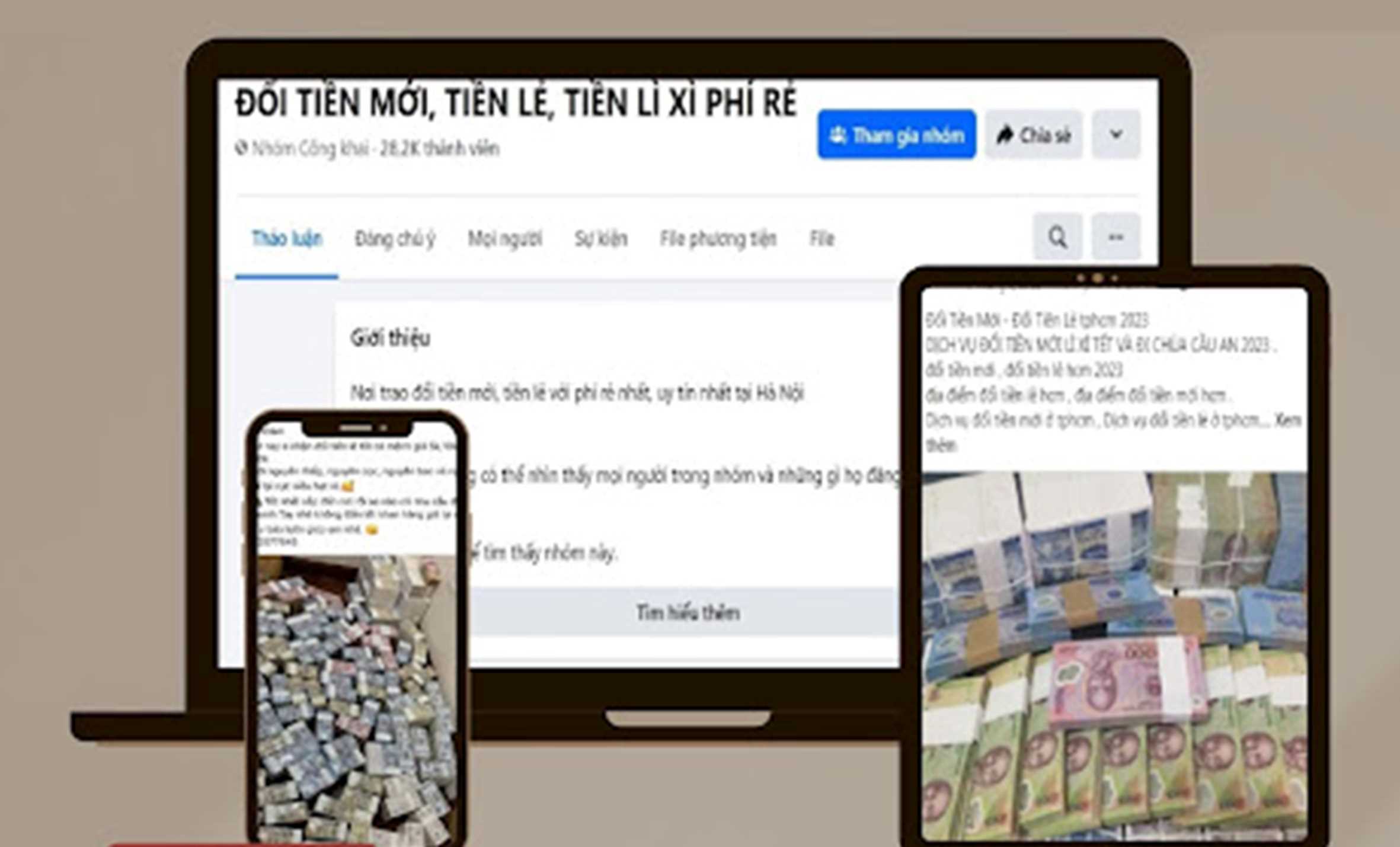 Money exchange services on social networks are becoming more and more popular during the Lunar New Year. Photo: Department of Information Security