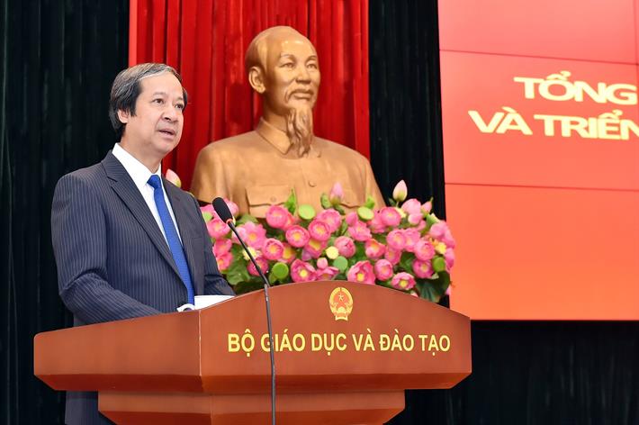 Minister of Education and Training Nguyen Kim Son speaks at the conference. Photo: MOET