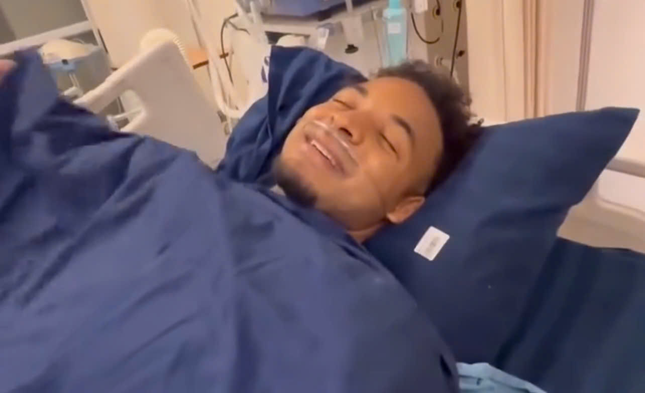 Striker Nguyen Xuan Son on hospital bed. Photo cut from video