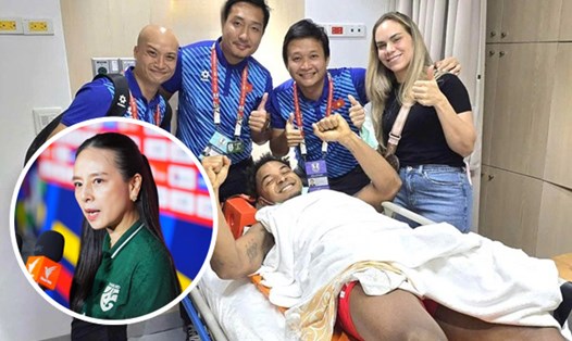 Nguyễn Xuân Son được Chủ tịch Liên đoàn bóng đá Thái Lan quan tâm sau khi anh dính chấn thương. Ảnh: VFF/Changsuek