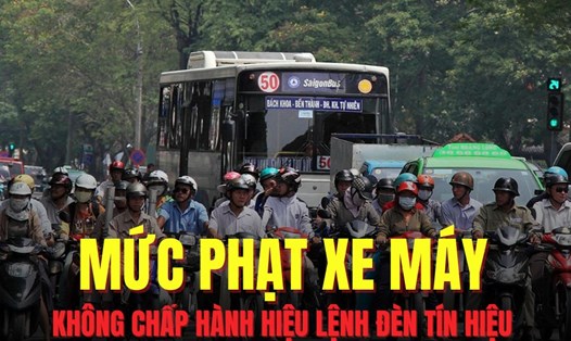 Người điều khiển xe máy không chấp hành hiệu lệnh của đèn tín hiệu giao thông mà gây tai nạn giao thông bị phạt lên đến 14 triệu đồng. Đồ họa: Hoài Lan