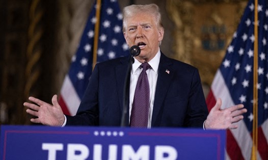 Tổng thống đắc cử Mỹ Donald Trump họp báo ngày 7.1.2025. Ảnh: AFP