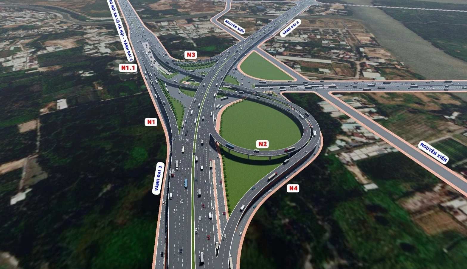 Perspective of Go Cong intersection on Ho Chi Minh City Ring Road 3. Photo: Ho Chi Minh City Department of Transport