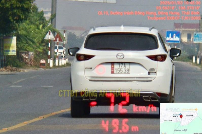 Image of vehicle violating speed limit. Source: Thai Binh Provincial Police