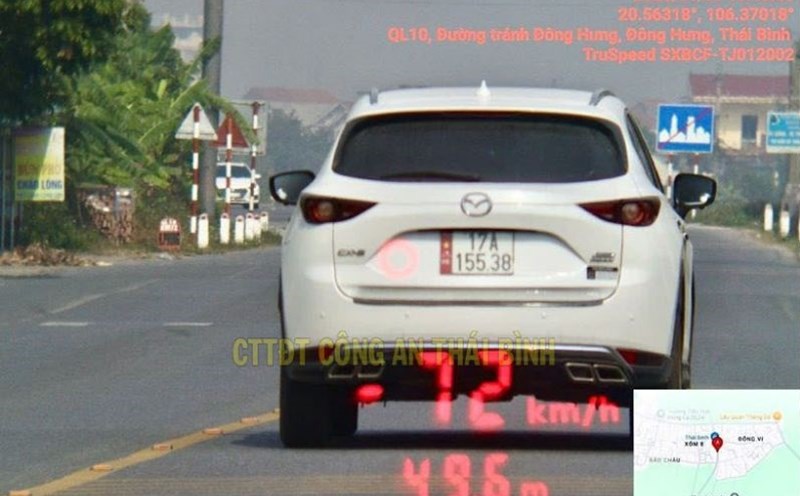 Image of vehicle violating speed limit. Source: Thai Binh Provincial Police