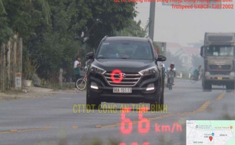 Image of vehicle violating speed limit. Source: Thai Binh Provincial Police