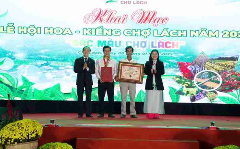 The longest community-created flower road in Vietnam has achieved a Guinness Vietnam record. Photo: Hoang Loc