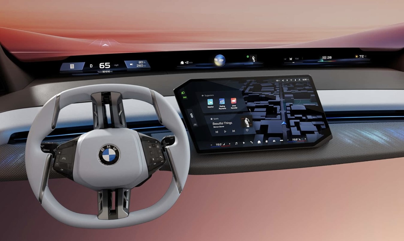 Thiết kế màn hình hiển thị và vô-lăng mới của BMW ra mắt tại CES 2025. Ảnh: BMW