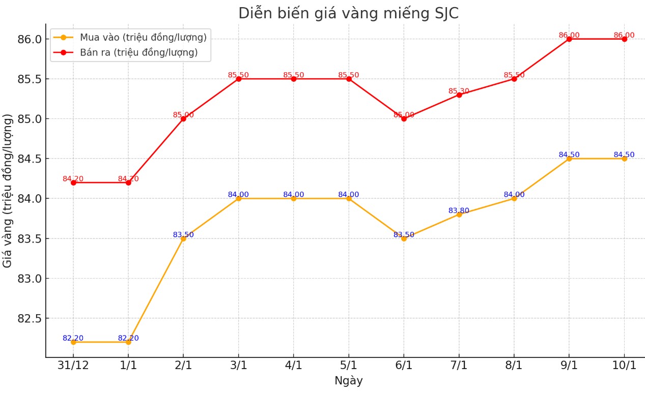 Dien bien gia vang SJC nhung phien gan day. Bieu do: Khuong Duy