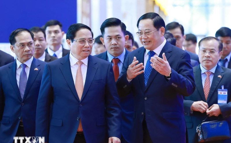 Prime Minister Pham Minh Chinh and Lao Prime Minister Sonexay Siphandone. Photo: VNA