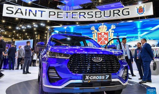 Triển lãm trong khuôn khổ Diễn đàn Kinh tế Quốc tế St. Petersburg lần thứ 27 tại Nga, ngày 5.6.2024. Ảnh: Xinhua