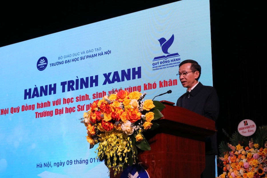 GS.TS Nguyễn Văn Minh - nguyên Hiệu trưởng Trường Đại học Sư phạm Hà Nội phát biểu tại chương trình. Ảnh: Nguyễn Hoài