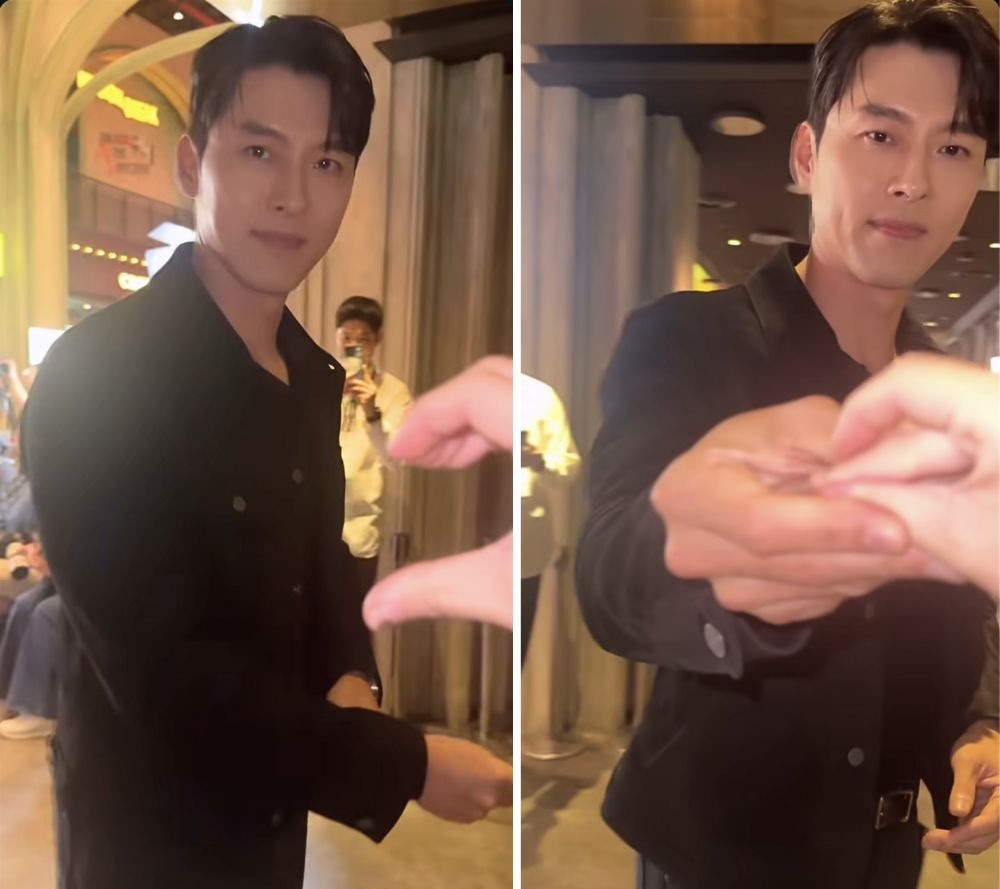 Hyun Bin tu choi tao hinh trai tim voi fan nu. Anh: cat tu video