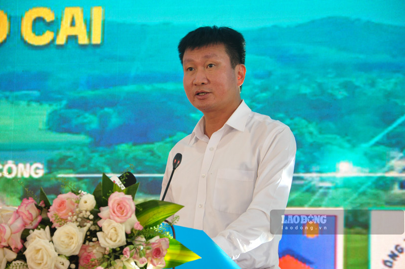 Chu tich UBND tinh Lao Cai Tran Huy Tuan khang dinh cao toc Noi Bai - Lao Cai dong vai tro quan trong trong phat trien kinh te dia phuong. Anh: Dinh Dai