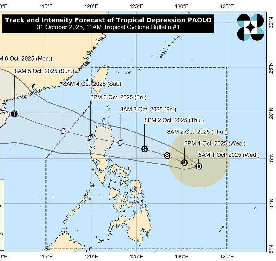 Du bao duong di cua con bao tiem nang thanh bao so 11 tren Bien Dong. Anh: PAGASA 