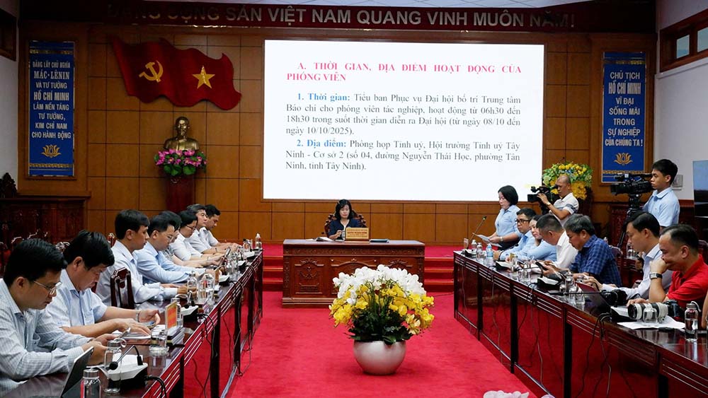 Press conference to announce information about the 1st Tay Ninh Provincial Party Congress, term 2025-2030. Photo: Nguyen Huy