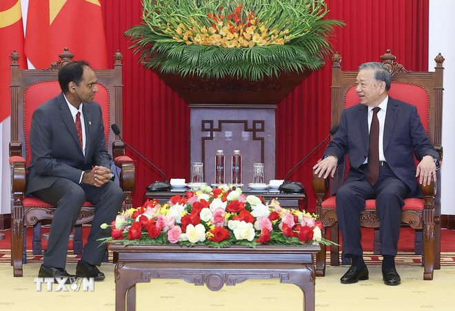 General Secretary To Lam received Mr. Sandeep Bharathi, Chairman of Marvell Global Group, USA. Photo: VNA