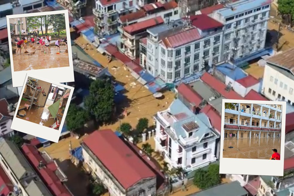 There is a stir over the information that Thai Nguyen students are prevented from providing relief during floods. Photo: PV Group.