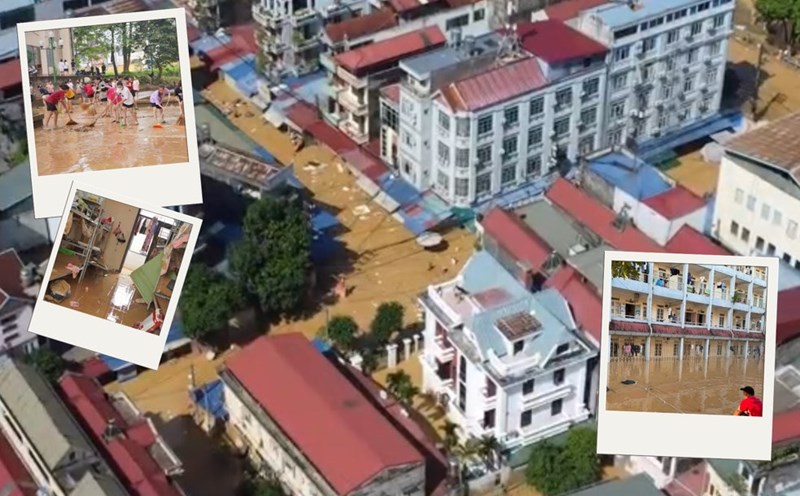 There is a stir over the information that Thai Nguyen students are prevented from providing relief during floods. Photo: PV Group.