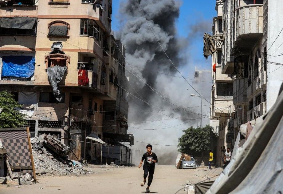 Smoke rises in Gaza City after an Israeli airstrike on September 12, 2025. Photo: Xinhua