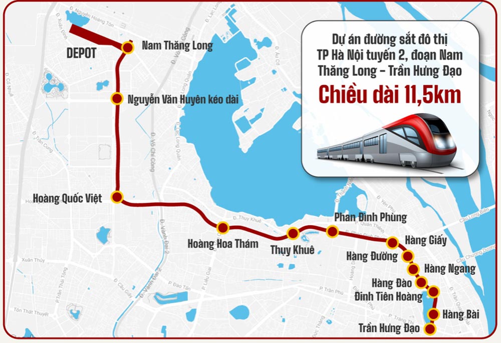 Du an duong sat do thi TP Ha Noi tuyen 2, doan Nam Thang Long - Tran Hung Dao. Phoi canh Nha hat Opera tren ho Dam Tri (Ho Tay). Anh: UBND phuong Tay Ho cung cap