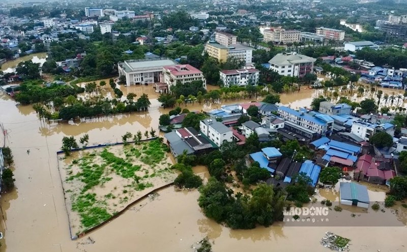 Image of floods causing flooding in Thai Nguyen recorded on October 8. Photo: Nguyen Hoan