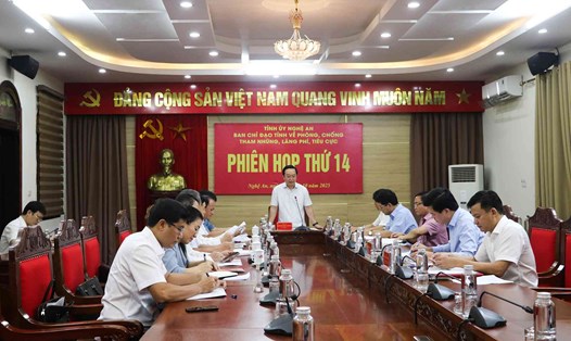 Ban Chỉ đạo tỉnh về phòng, chống tham nhũng, lãng phí, tiêu cực (do Tỉnh ủy Nghệ An thành lập) tổ chức phiên họp thường kỳ. Ảnh: Phương Thúy