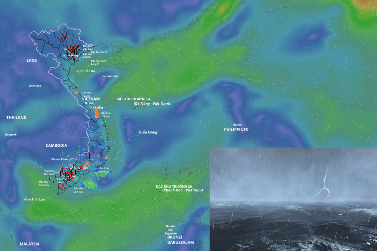 Forecast of thunderstorms due to low pressure in the East Sea