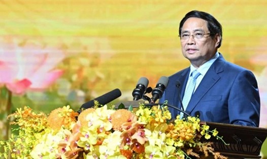 Phát biểu tại Đại hội, Thủ tướng Chính phủ Phạm Minh Chính cho rằng, Thủ đô phải là nơi phát sáng nhân tài, khai phóng trí tuệ. Ảnh: VOV