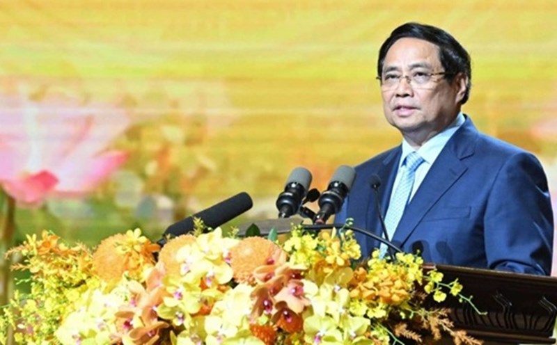 Speaking at the Congress, Prime Minister Pham Minh Chinh said that the capital must be a place to enlighten talent and unleash intelligence. Photo: VOV