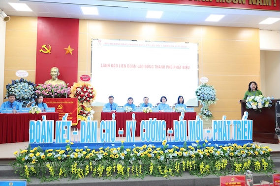 The first Congress, term 2025-2030 of the Kim Lien Ward Trade Union. Photo: Ngoc Anh